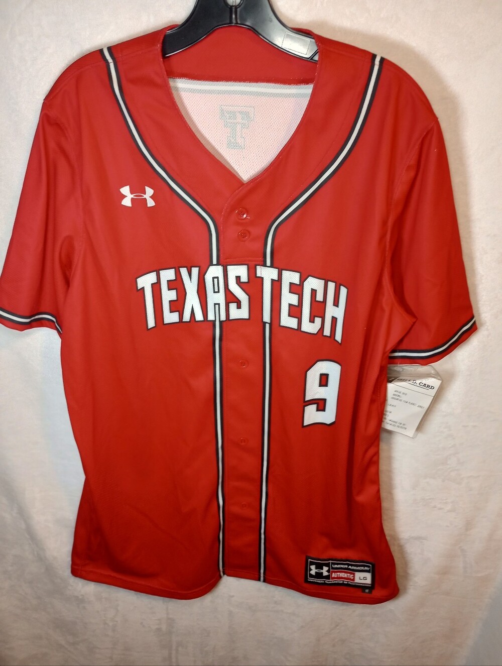 Under Armour Texas Tech Red Raiders Button Front Baseball Jersey Prototype NWT L